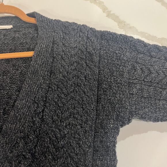 Celtic & Co 100% merino wool cable boyfriend cardigan small heathered navy blue - Picture 13 of 13